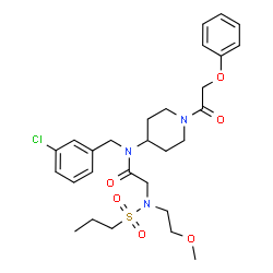 ChemSpider 2D Image | N-(3-Chlorobenzyl)-N~2~-(2-methoxyethyl)-N-[1-(phenoxyacetyl)-4-piperidinyl]-N~2~-(propylsulfonyl)glycinamide | C28H38ClN3O6S