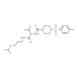 ChemSpider 2D Image | N-{(2S)-1-[(3-Isopropoxypropyl)amino]-3-methyl-1-oxo-2-butanyl}-1-[(4-methylphenyl)sulfonyl]-4-piperidinecarboxamide | C24H39N3O5S