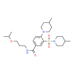 ChemSpider 2D Image | N-(3-Isopropoxypropyl)-4-(4-methyl-1-piperidinyl)-3-[(4-methyl-1-piperidinyl)sulfonyl]benzamide | C25H41N3O4S