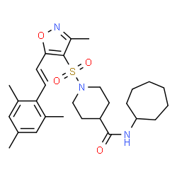 ChemSpider 2D Image | N-Cycloheptyl-1-({5-[(E)-2-mesitylvinyl]-3-methyl-1,2-oxazol-4-yl}sulfonyl)-4-piperidinecarboxamide | C28H39N3O4S