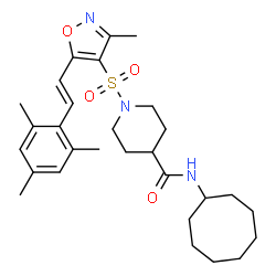 ChemSpider 2D Image | N-Cyclooctyl-1-({5-[(E)-2-mesitylvinyl]-3-methyl-1,2-oxazol-4-yl}sulfonyl)-4-piperidinecarboxamide | C29H41N3O4S