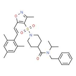 ChemSpider 2D Image | N-Benzyl-N-isopropyl-1-({5-[(E)-2-mesitylvinyl]-3-methyl-1,2-oxazol-4-yl}sulfonyl)-4-piperidinecarboxamide | C31H39N3O4S