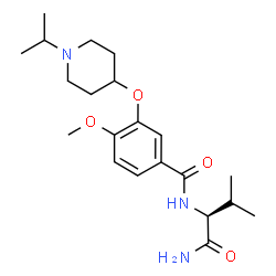 ChemSpider 2D Image | N-[(2S)-1-Amino-3-methyl-1-oxo-2-butanyl]-3-[(1-isopropyl-4-piperidinyl)oxy]-4-methoxybenzamide | C21H33N3O4