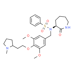 ChemSpider 2D Image | N-{3,5-Dimethoxy-4-[2-(1-methyl-2-pyrrolidinyl)ethoxy]benzyl}-N-[(3S)-2-oxo-3-azepanyl]benzenesulfonamide | C28H39N3O6S
