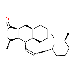 ChemSpider 2D Image | (3S,3aR,4S,4aR,8aR,9aS)-4-{(Z)-2-[(2R,6S)-1,6-Dimethyl-2-piperidinyl]vinyl}-3-methyldecahydronaphtho[2,3-c]furan-1(3H)-one | C22H35NO2