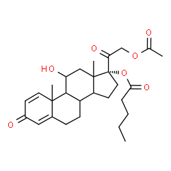 ChemSpider 2D Image | (8xi,9xi,10xi,13xi,14xi)-21-Acetoxy-11-hydroxy-3,20-dioxopregna-1,4-dien-17-yl valerate | C28H38O7