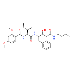 ChemSpider 2D Image | N-[(2S,3S)-1-{[5-(Butylamino)-3-hydroxy-5-oxo-1-phenyl-2-pentanyl]amino}-3-methyl-1-oxo-2-pentanyl]-2,4-dimethoxybenzamide | C30H43N3O6