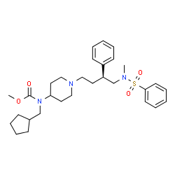 ChemSpider 2D Image | Methyl (cyclopentylmethyl)(1-{(3S)-4-[methyl(phenylsulfonyl)amino]-3-phenylbutyl}-4-piperidinyl)carbamate | C30H43N3O4S