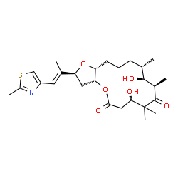 ChemSpider 2D Image | (2S,3aR,7S,10R,11S,12S,15aR)-7,11-Dihydroxy-8,8,10,12-tetramethyl-2-[(1E)-1-(2-methyl-1,3-thiazol-4-yl)-1-propen-2-yl]decahydro-2H-furo[3,2-b]oxacyclotetradecine-5,9(3H,6H)-dione | C26H39NO6S