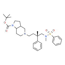 ChemSpider 2D Image | tert-butyl 5-{(3S)-3-methyl-4-[methyl(phenylsulfonyl)amino]-3-phenylbutyl}octahydro-1H-pyrrolo[3,2-c]pyridine-1-carboxylate | C30H43N3O4S