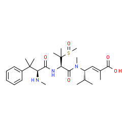 ChemSpider 2D Image | N,beta,beta-Trimethyl-L-phenylalanyl-N-[(3S,4E)-5-carboxy-2-methyl-4-hexen-3-yl]-N-methyl-3-(methylsulfinyl)-L-valinamide | C27H43N3O5S