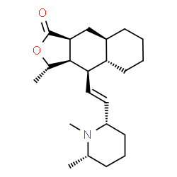 ChemSpider 2D Image | (3S,3aR,4R,4aS,8aR,9aS)-4-{(E)-2-[(2S,6S)-1,6-Dimethyl-2-piperidinyl]vinyl}-3-methyldecahydronaphtho[2,3-c]furan-1(3H)-one | C22H35NO2