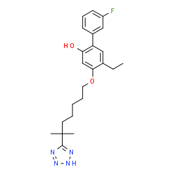 ChemSpider 2D Image | 5-Ethyl-3'-fluoro-4-{[6-methyl-6-(2H-tetrazol-5-yl)heptyl]oxy}-2-biphenylol | C23H29FN4O2