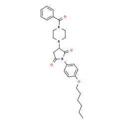 ChemSpider 2D Image | 3-(4-Benzoyl-1-piperazinyl)-1-[4-(hexyloxy)phenyl]-2,5-pyrrolidinedione | C27H33N3O4