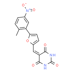 ChemSpider 2D Image | 5-{[5-(2-Methyl-5-nitrophenyl)-2-furyl]methylene}-2,4,6(1H,3H,5H)-pyrimidinetrione | C16H11N3O6