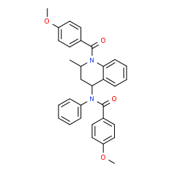 ChemSpider 2D Image | 4-Methoxy-N-[1-(4-methoxybenzoyl)-2-methyl-1,2,3,4-tetrahydro-4-quinolinyl]-N-phenylbenzamide | C32H30N2O4
