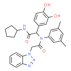 ChemSpider 2D Image | 2-(1H-Benzotriazol-1-yl)-N-[2-(cyclopentylamino)-1-(3,4-dihydroxyphenyl)-2-oxoethyl]-N-(3,5-dimethylphenyl)acetamide | C29H31N5O4
