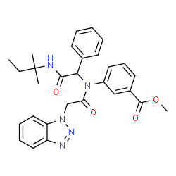 ChemSpider 2D Image | Methyl 3-[(1H-benzotriazol-1-ylacetyl){2-[(2-methyl-2-butanyl)amino]-2-oxo-1-phenylethyl}amino]benzoate | C29H31N5O4