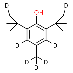 ChemSpider 2D Image | 4-(~2~H_3_)Methyl-2,6-bis[2-methyl(1-~2~H_1_)-2-propanyl](~2~H_2_)phenol | C15H17D7O
