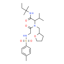 ChemSpider 2D Image | N-[(4-Methylphenyl)sulfonyl]glycyl-N-(2-methyl-2-butanyl)-N~2~-(tetrahydro-2-furanylmethyl)valinamide | C24H39N3O5S