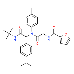 ChemSpider 2D Image | N-{2-[{1-(4-Isopropylphenyl)-2-[(2-methyl-2-propanyl)amino]-2-oxoethyl}(4-methylphenyl)amino]-2-oxoethyl}-2-furamide | C29H35N3O4