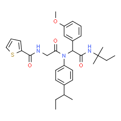ChemSpider 2D Image | N-{2-[(4-sec-Butylphenyl){1-(3-methoxyphenyl)-2-[(2-methyl-2-butanyl)amino]-2-oxoethyl}amino]-2-oxoethyl}-2-thiophenecarboxamide | C31H39N3O4S