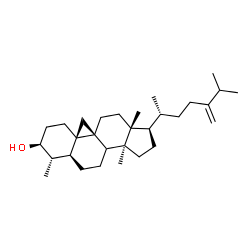 ChemSpider 2D Image | (3beta,4alpha,5alpha,8xi,9beta)-4,14-Dimethyl-9,19-cycloergost-24(28)-en-3-ol | C30H50O