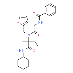 ChemSpider 2D Image | N-Benzoylglycyl-N-cyclohexyl-N~2~-(2-furylmethyl)isovalinamide | C25H33N3O4