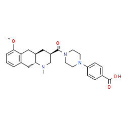 ChemSpider 2D Image | 4-(4-{[(3R,4aR,10aR)-6-Methoxy-1-methyl-1,2,3,4,4a,5,10,10a-octahydrobenzo[g]quinolin-3-yl]carbonyl}-1-piperazinyl)benzoic acid | C27H33N3O4