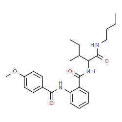 ChemSpider 2D Image | N-Butyl-N~2~-{2-[(4-methoxybenzoyl)amino]benzoyl}isoleucinamide | C25H33N3O4