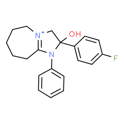 ChemSpider 2D Image | 2-(4-Fluorophenyl)-2-hydroxy-1-phenyl-1,2,3,5,6,7,8,9-octahydroimidazo[1,2-a]azepin-4-ium | C20H22FN2O
