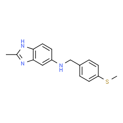 ChemSpider 2D Image | 2-Methyl-N-[4-(methylsulfanyl)benzyl]-1H-benzimidazol-5-amine | C16H17N3S