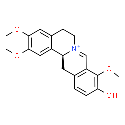 ChemSpider 2D Image | (13aS)-10-Hydroxy-2,3,9-trimethoxy-5,6,13,13a-tetrahydroisoquinolino[3,2-a]isoquinolinium | C20H22NO4