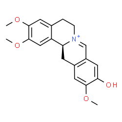 ChemSpider 2D Image | (13aS)-10-Hydroxy-2,3,11-trimethoxy-5,6,13,13a-tetrahydroisoquinolino[3,2-a]isoquinolinium | C20H22NO4