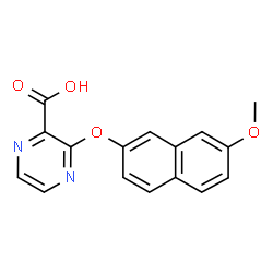 ChemSpider 2D Image | 3-[(7-Methoxy-2-naphthyl)oxy]-2-pyrazinecarboxylic acid | C16H12N2O4