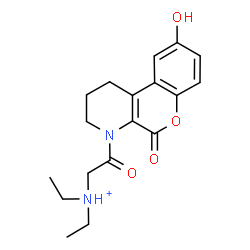 ChemSpider 2D Image | N,N-Diethyl-2-(9-hydroxy-5-oxo-1,2,3,5-tetrahydro-4H-chromeno[3,4-b]pyridin-4-yl)-2-oxoethanaminium | C18H23N2O4