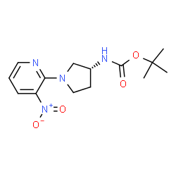 ChemSpider 2D Image | (R)-tert-Butyl 1-(3-nitropyridine-2-yl)pyrrolidine-3-ylcarbamate | C14H20N4O4