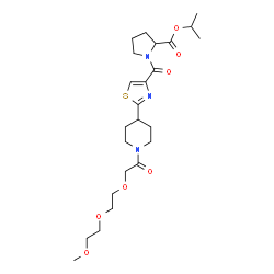 ChemSpider 2D Image | Isopropyl 1-{[2-(1-{[2-(2-methoxyethoxy)ethoxy]acetyl}-4-piperidinyl)-1,3-thiazol-4-yl]carbonyl}prolinate | C24H37N3O7S