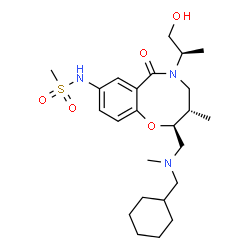 ChemSpider 2D Image | N-{(2S,3S)-2-{[(Cyclohexylmethyl)(methyl)amino]methyl}-5-[(2R)-1-hydroxy-2-propanyl]-3-methyl-6-oxo-3,4,5,6-tetrahydro-2H-1,5-benzoxazocin-8-yl}methanesulfonamide | C24H39N3O5S