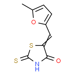 ChemSpider 2D Image | 5-[(5-Methyl-2-furyl)methylene]-2-thioxo-1,3-thiazolidin-4-one | C9H7NO2S2