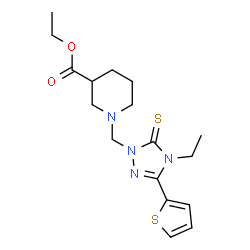 ChemSpider 2D Image | Ethyl 1-{[4-ethyl-3-(2-thienyl)-5-thioxo-4,5-dihydro-1H-1,2,4-triazol-1-yl]methyl}-3-piperidinecarboxylate | C17H24N4O2S2