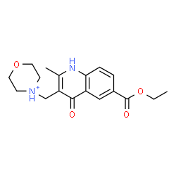 ChemSpider 2D Image | 4-{[6-(Ethoxycarbonyl)-2-methyl-4-oxo-1,4-dihydro-3-quinolinyl]methyl}morpholin-4-ium | C18H23N2O4