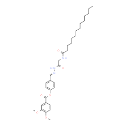 ChemSpider 2D Image | 4-({[(Tetradecanoylamino)acetyl]hydrazono}methyl)phenyl 3,4-dimethoxybenzoate | C32H45N3O6