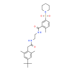 ChemSpider 2D Image | N-[2-({[2,6-Dimethyl-4-(2-methyl-2-propanyl)phenyl]acetyl}amino)ethyl]-2-methyl-5-(1-piperidinylsulfonyl)benzamide | C29H41N3O4S