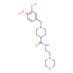 ChemSpider 2D Image | 1-(3,4-Dimethoxybenzyl)-N-[2-(4-morpholinyl)ethyl]-4-piperidinecarboxamide | C21H33N3O4