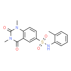 ChemSpider 2D Image | 1,3-Dimethyl-N-(2-methylphenyl)-2,4-dioxo-1,2,3,4-tetrahydro-6-quinazolinesulfonamide | C17H17N3O4S