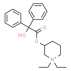 ChemSpider 2D Image | 1,1-Diethyl-3-[2-hydroxy(diphenyl)acetoxy]piperidinium | C23H30NO3