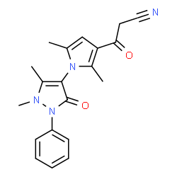 ChemSpider 2D Image | 3-[1-(1,5-Dimethyl-3-oxo-2-phenyl-2,3-dihydro-1H-pyrazol-4-yl)-2,5-dimethyl-1H-pyrrol-3-yl]-3-oxopropanenitrile | C20H20N4O2