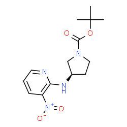 ChemSpider 2D Image | tert-butyl (3R)-3-[(3-nitro-2-pyridyl)amino]pyrrolidine-1-carboxylate | C14H20N4O4