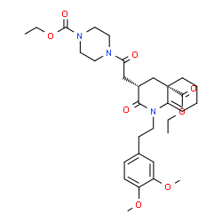 ChemSpider 2D Image | Ethyl (3S,4aS)-1-[2-(3,4-dimethoxyphenyl)ethyl]-3-{2-[4-(ethoxycarbonyl)-1-piperazinyl]-2-oxoethyl}-2-oxo-1,3,4,5,6,7-hexahydro-4a(2H)-quinolinecarboxylate | C31H43N3O8